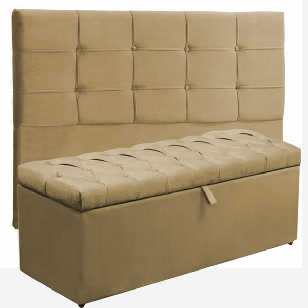 Kit Cabeceira Jordania+ Calçadeira Itália Queen 160 Cm Suede