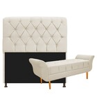 Kit Cabeceira Lady E Recamier Ari 140 Cm Casal Corano Bege -