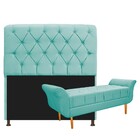 Kit Cabeceira Lady E Recamier Ari 140 Cm Casal Suede Azul Cia