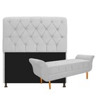 Kit Cabeceira Lady E Recamier Ari 140 Cm Casal Suede Branco -