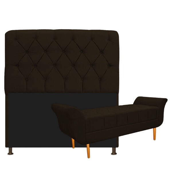 Kit Cabeceira Lady E Recamier Ari 195 Cm King Size Corano Mar