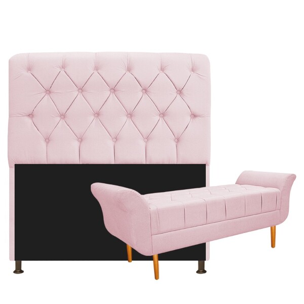 Kit Cabeceira Lady E Recamier Ari 195 Cm King Size Corano Ros