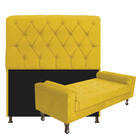 Kit Cabeceira Lady E Recamier Félix 140 Cm Casal Suede Amarel