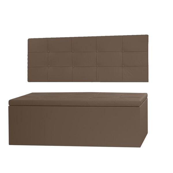 Kit Cabeceira Painel E Calçadeira Baú Casal King 1,95m Roma M