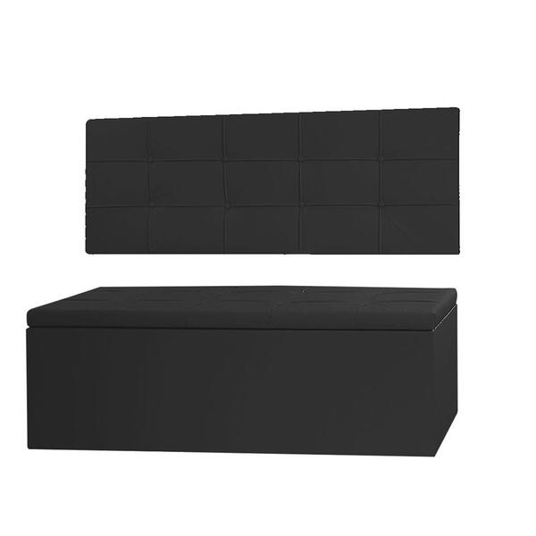 Kit Cabeceira Painel E Calçadeira Baú Solteiro 0,90m Roma Mat