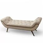 Kit Cabeceira Para Cama Casal 140 Cm E Recamier Linho Bege