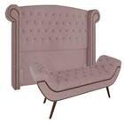 Kit Cabeceira Para Cama Casal King 195 Cm E Recamier Rose