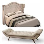 Kit Cabeceira Para Cama King 195 Cm E Recamier Linho Bege
