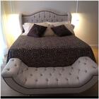 Kit Cabeceira Para Cama Queen 160 Cm E Recamier Linho Areia