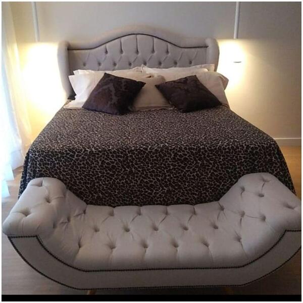 Kit Cabeceira Para Cama Queen 160 Cm E Recamier Linho Areia