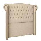 Kit Cabeceira Para Cama Queen 160 Cm E Recamier Linho Bege