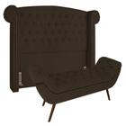 Kit Cabeceira Para Cama Queen 160 Cm E Recamier Marrom