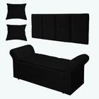 Kit Cabeceira Queen 160cm + Recamier Poliana Suede Preto