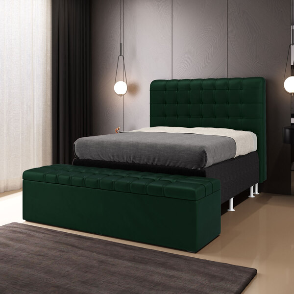 Kit Cabeceira Rana 140 Casal E Calçadeira Alpha N-026 Veludo