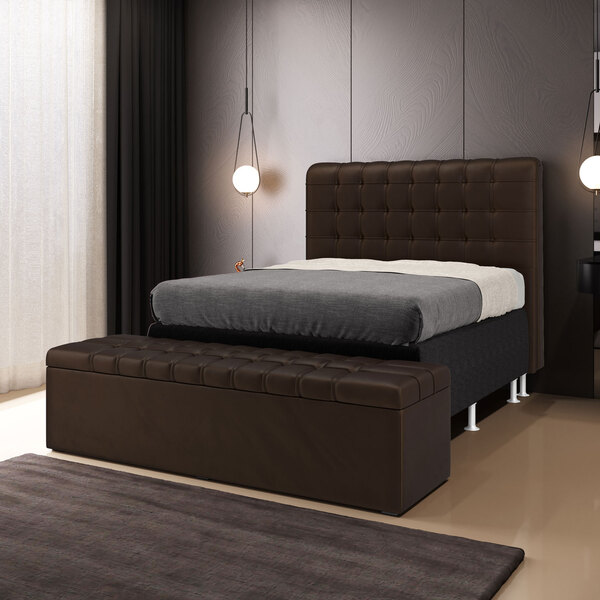 Kit Cabeceira Rana 160 Queen E Calçadeira Alpha N-027 Veludo