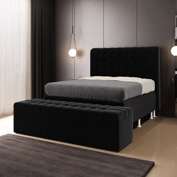 Kit Cabeceira Rana 160 Queen E Calçadeira Alpha Z-005 Sued Pr