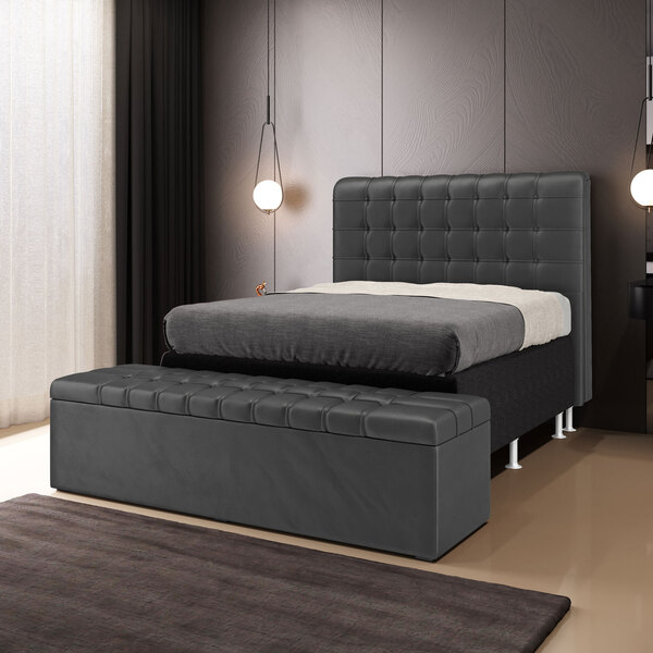 Kit Cabeceira Rana 195 King E Calçadeira Alpha N-022 Veludo C