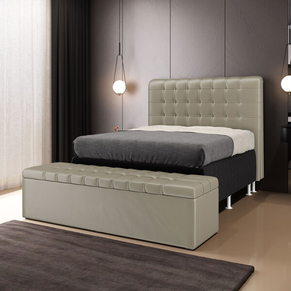 Kit Cabeceira Rana 195 King E Calçadeira Alpha N-030 Veludo B