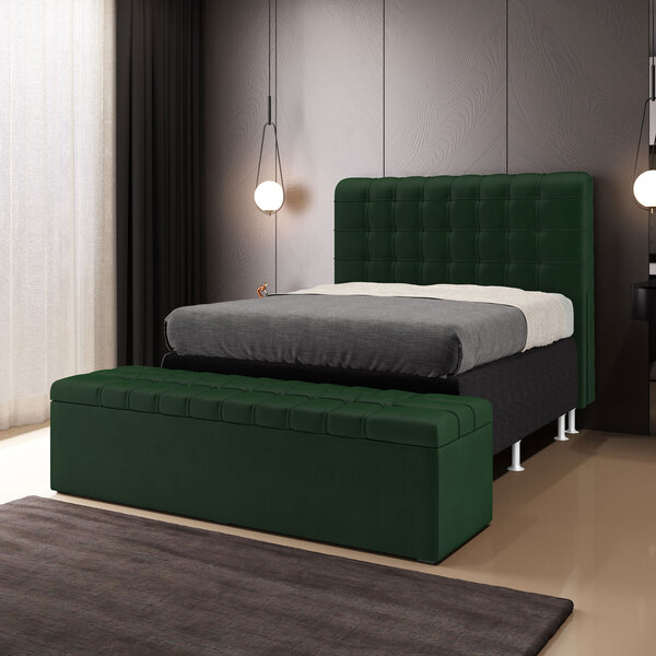 Kit Cabeceira Rana 195 King E Calçadeira Alpha Z-018 Sued Ver