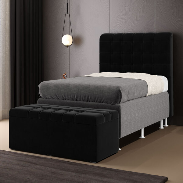 Kit Cabeceira Rana 90 Solteiro E Calçadeira Alpha Z-005 Sued