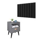 Kit Cabeceira Sophia Preto Cama Box Solteiro E Mesinha Latera