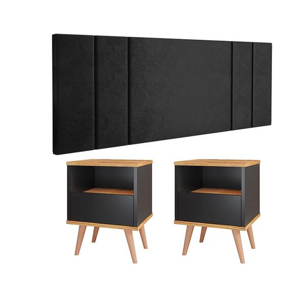 Kit Cabeceira Suspensa Parede Cama Casal Box 1,40 E 2 Mesinha