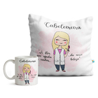 Kit Cabeleireira Feminino Caneca E Almofada Cabelo:loiro Liso