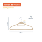 Kit Cabide De Veludo Bege Com Gancho Oikos - 90 Unidades Bege