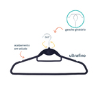 Kit Cabide De Veludo Preto Com Gancho Oikos - 120 Unidades Un