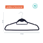 Kit Cabide De Veludo Preto Com Gancho Oikos - 42 Unidades Uni