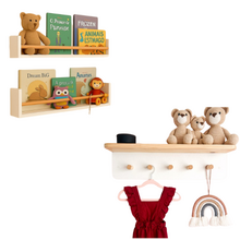 Kit Cabideiro +2 Prateleiras Infantil 50cm Pinus Montessori