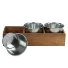 Kit Cachepô Aço Galvanizado E Madeira 4 Peças - A\casa