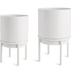 Kit Cachepot Branco Em Metal Com Suporte-2 Pcs