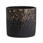 Kit Cachepot Preto E Dourado Em Cimento - 3 Pcs Mart 9911