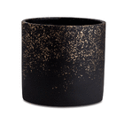 Kit Cachepot Preto E Dourado Em Cimento - 3 Pcs Mart 9911