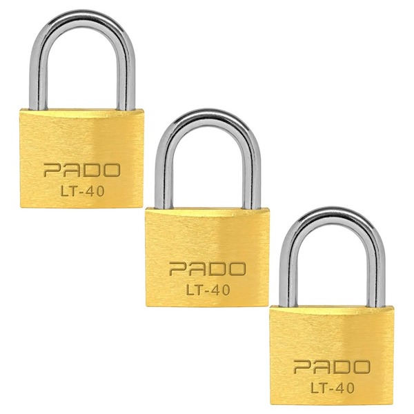 Kit Cadeado Pado 40 Mm Mesma Chave Segredo 3 Unidades Latão