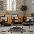 Kit Cadeira De Escritório Giratória E 02 Cadeiras Fixas Zip L