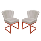 Kit Cadeira Flor Para Escritório Veludo Bege Base Cobre - Val