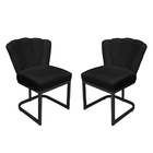 Kit Cadeira Flor Para Escritório Veludo Preto Base Preta - Va