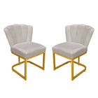 Kit Cadeira Pétala Para Sala De Estar Veludo Base Dourada - V