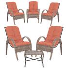 Kit Cadeiras 5un E Mesa P/ Jardim Edicula Varanda Descanso Tr