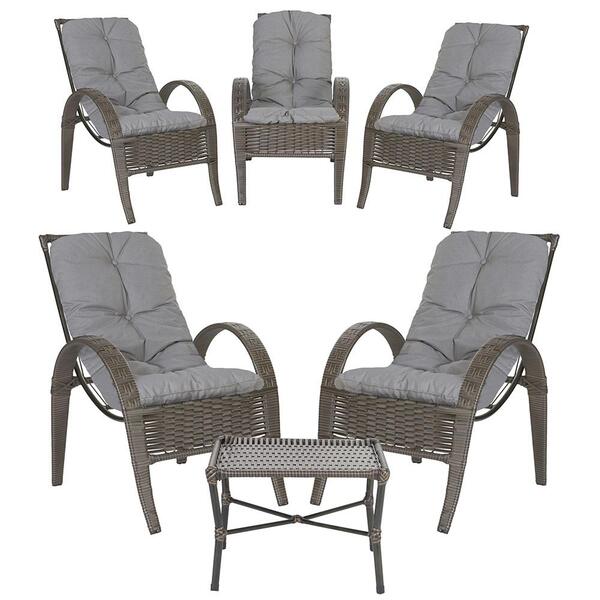 Kit Cadeiras 5un E Mesa P/ Jardim Edicula Varanda Descanso Tr