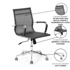 Kit Cadeiras Escritório Fixa E Giratória Tela Cinza