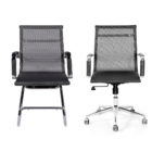 Kit Cadeiras Escritório Fixa E Giratória Tela Cinza