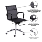 Kit Cadeiras Presidente E Executiva Tela Preta