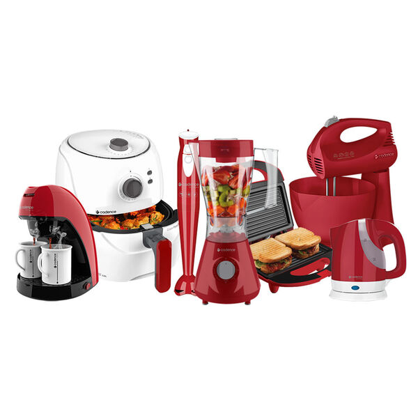 Kit Cadence Colors Cozinha Completa Vermelha E Branca - 220v