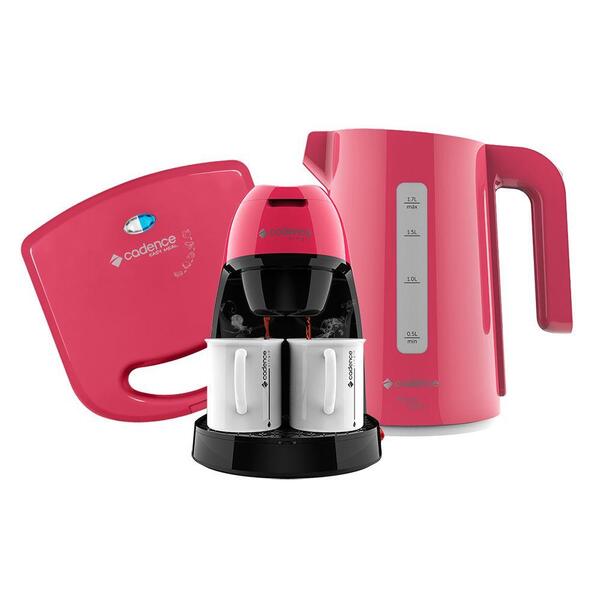 Kit Cadence Colors Rosa Cafeteira/chaleira/sanduicheira 220v