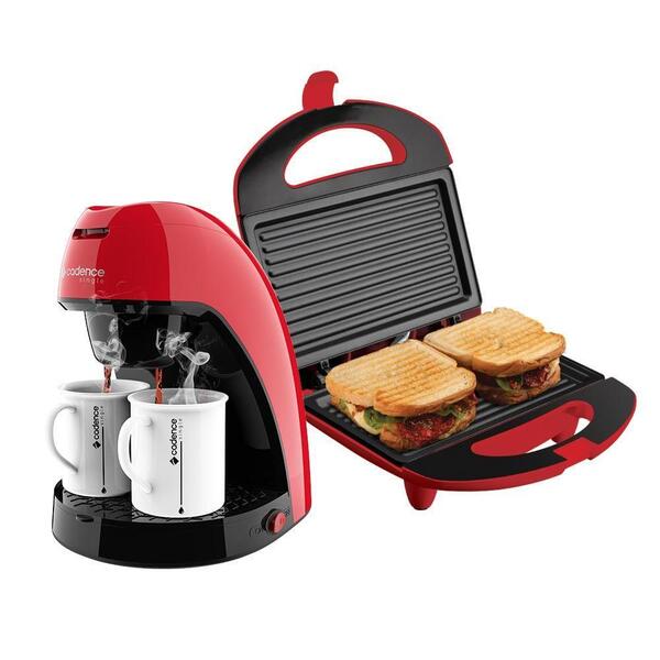 Kit Cadence Colors Vermelho Cafeteira E Sanduicheira 220v