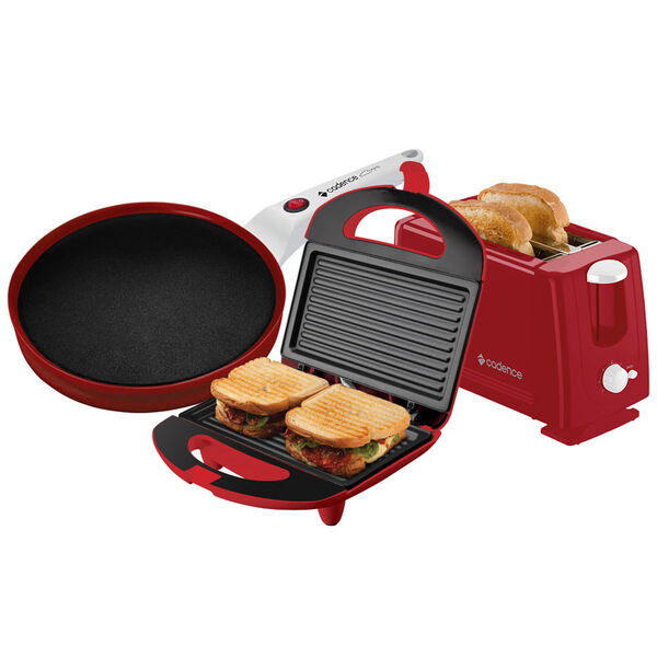 Kit Cadence Colors Vermelho - Sanduicheira - Torradeira - Pan