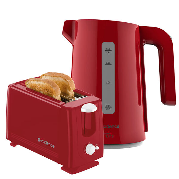 Kit Cadence Colors Vermelho - Torradeira E Chaleira - 220v
